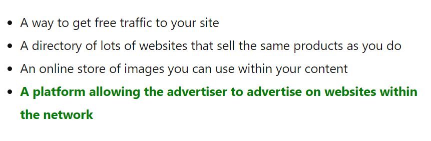 A platform allowing the advertiser to advertise on websites within the network