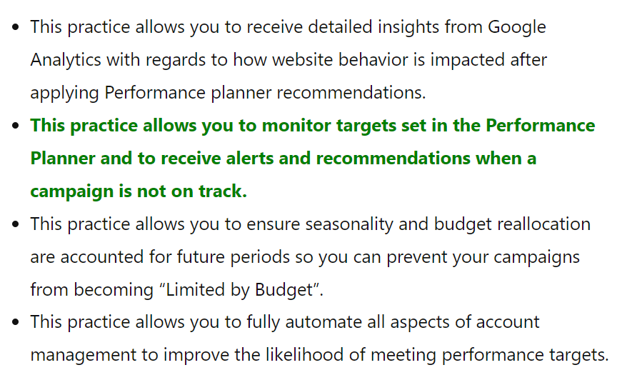 Why Is Using The Performance Targets Feature After Utilizing The Performance Planner Recommended?